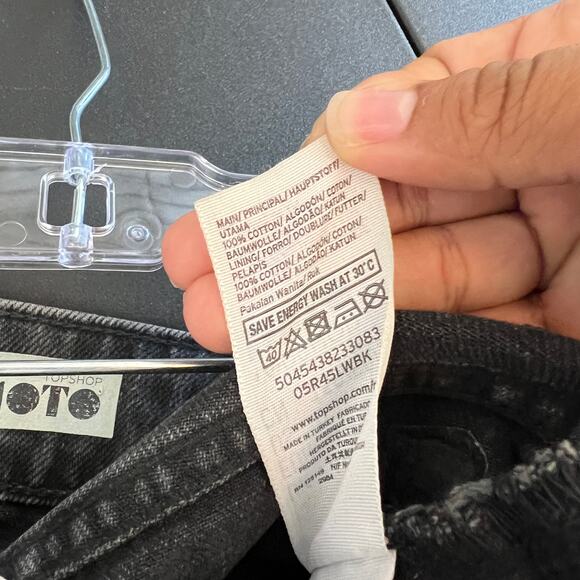 Topshop Moto Black Cutoff Demin Lace Up Edgy Biker Grunge Mini Skirt Womens 4 - Picture 12 of 12